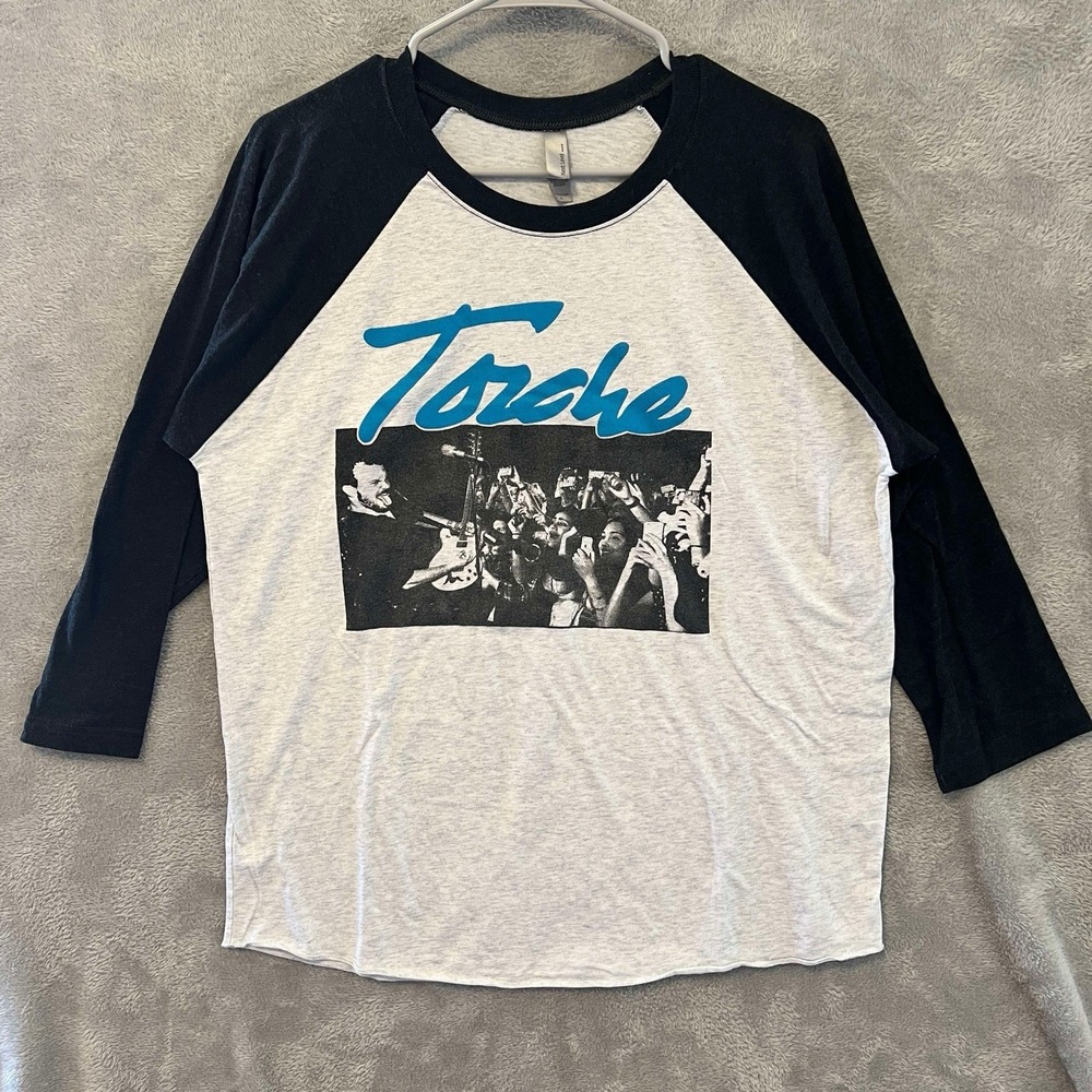 Torche size‎ Large T-shirt Next Level Apparel Gray/black EUC 3/4 Sleeve Tee